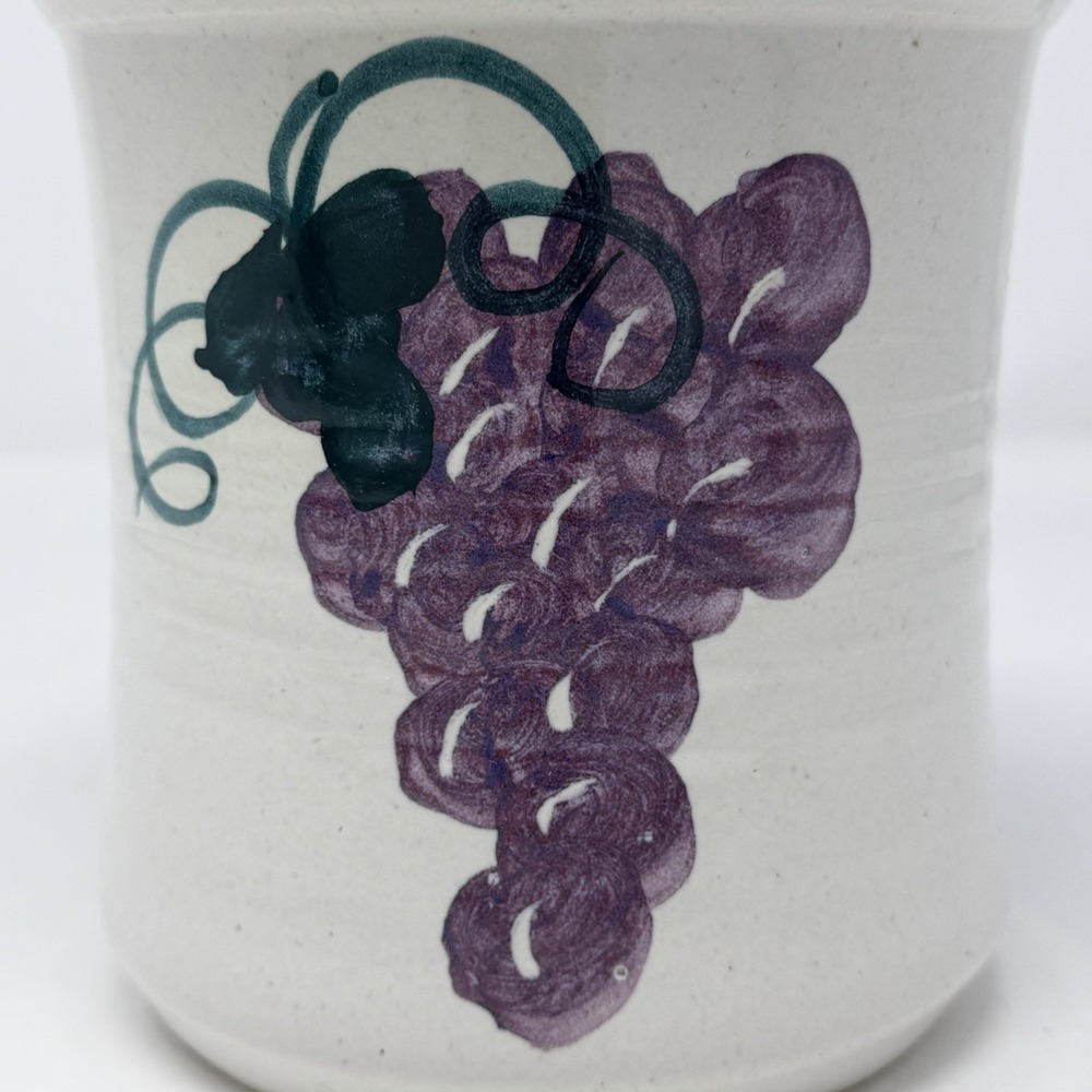 Contemporary Pottery LTD Oregon Vase Hand Painted Grapes Teal Spatterware - Picture 10 of 12